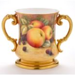 Royal Worcester style two-handled vase,