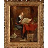 John Watkins Chapman
(1832-1903)
A MAN EXAMINING DOCUMENTS FROM AN OLD CHEST
signed
oil on panel
22.