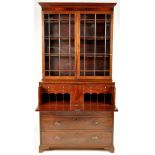 A late George III mahogany secretaire bookcase,
