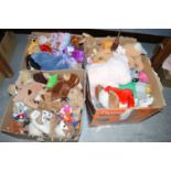 A large collection of Beanie Babies soft toys; and others in three boxes.