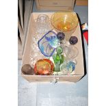 A collection of coloured, moulded and cut glassware,