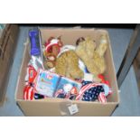A collection of TY Beanie Babies; and other soft toys in a box.