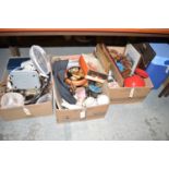 A collection of household china; metalware; kitchenalia; and sundries in three boxes;