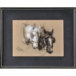 Mabel Amber Kingwell
(19th/20th Century)
A PORTRAIT OF TWO CART HORSES
signed and dated June 3.