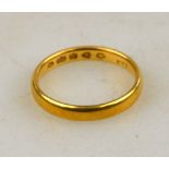 A Victorian 22ct yellow court style wedding ring, London 1837, bearing Duty mark, size M 1/2, approx