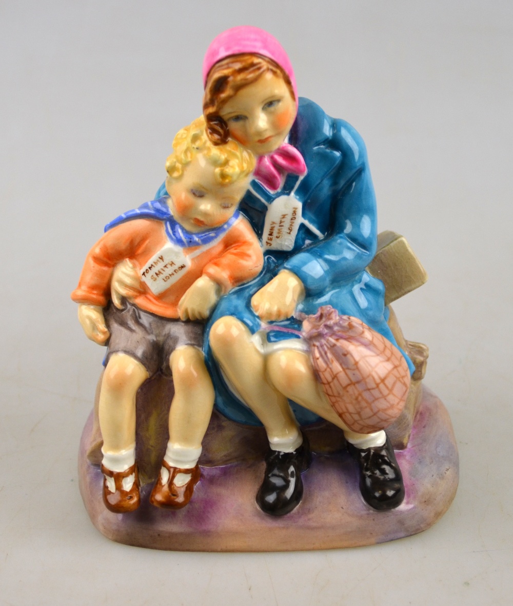 A rare Royal Worcester figural group from the Wartime Series -  'Evacuees', modelled by Eileen A.