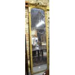 A tall Victorian plaster gilt framed arch topped full height hall mirror, 78 cm wide x 265 cm high