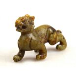 A Chinese nephrite jade carving a a fabulous animal, 7.5 cm long x 5.4 cm high