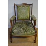An Edwardian mahogany framed inlaid parlour chair