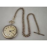 A silver slim-line pocket watch, the champagne dial with subsidiary seconds dial and blued hands,