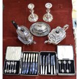 Two cased part sets of silver coffee spo