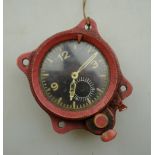 A 1940's German Luftwaffe aircraft instrument panel clock, Junghans BO-UK1 no. J30BZ, aluminium body