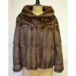Canadian squirrel mid-brown jacket with cowled collar and brown satin lining, 64 cm across chest