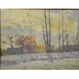 E. Baillet - A pastoral winter scene with tall trees, oil on board, signed lower right, 23 x 32 cm,