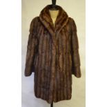Canadian squirrel fur coat with shawl collar and brown satin lining, 50 cm across chest Condition