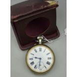 An electroplated 'Goliath' pocket watch with associated top-wind movement - enamel dial, in