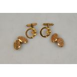 Two pairs of 9ct cuff links, one pair of