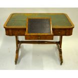 A Victorian burr walnut desk, the rectan