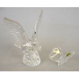 Two Waterford Crystal models:  Eagle, 17 cm h. and Butterfly, 4.5 cm h. (2) Condition Report Both