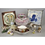 An interesting mixed box of English and continental ceramics including a Vienna porcelain seated