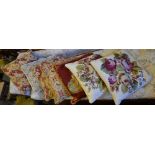 Seven needlepoint cushions - one pair wi