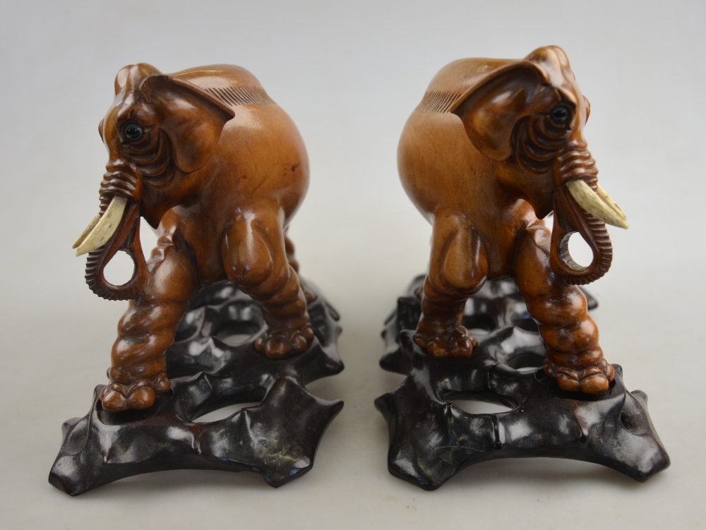 A pair of Chinese carved wood models of - Image 2 of 2