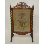 A Victorian burr walnut fire screen havi