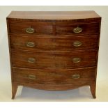 A 19th century mahogany bow front chest