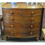 A 19th century mahogany bowfront chest o