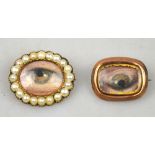 Two antique brooch mounts containing mod