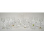 A set of six Waterford Crystal sherry/port glasses having facetted stems and knops to/w two