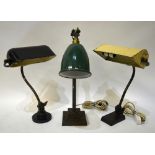 A trio of vintage desk lamps including; a 'Nivoc' by Becker Ltd., a Dugdills patent and another (