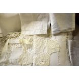 Collection of table linen to include dam