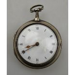 A George III pair-case pocket watch with verge movement by Wm. Danby of London, London 1792 (a/f)