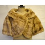 Shadowed blond mink evening shoulder jacket with cowled collar retailed by Charles Fichelis, 45 cm