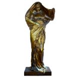 Louis Ernest Barrias (French 1841 - 1905), gold patinated bronze figure of a standing veiled