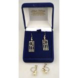 Pair of Mackintosh-style drop earrings t