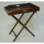 Victorian mahogany butlers tray on folding stand, 79 cm high x 74 cm x 50 cm wide Condition Report