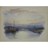 Myles Birkett Foster - Chichester Canal at Sunset, watercolour, signed with monogram lower right, 12