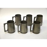 A set of six Kut Hing Swatow pewter tank