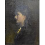 J.B. Burgess - Portrait of a lady in profile, oil on board, signed lower left and dated 1879, 27 x