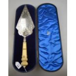 A late Victorian silver ceremonial trowel with engraved blade - English Presbyterian Church,