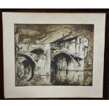 Frank Brangwyn - 'The Old Bridge Millau', etching, pencil signed to lower right margin, 50 x 64