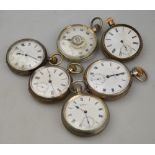 Six various silver pocket watches with t