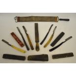 Six various 19th century razors and two