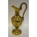 A 19th century continental glass wine ewer ornately decorated with fruit and vine, 40 cm h.