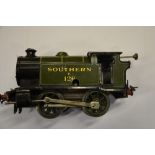 A late 1940's boxed Hornby clockwork tank passenger set, SR green, comprising; E126 loco, three