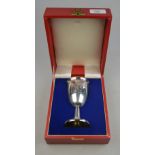A cased 1977 Jubilee commemorative silver goblet, Turner & Simpson, Birmingham 1977, 5.1 oz
