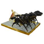 A substantial and rare Murano Studio 'Quadriga' - four black horses (each approx. 43 cm high x 73 cm