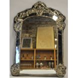 An large Edwardian silver-mounted mirror